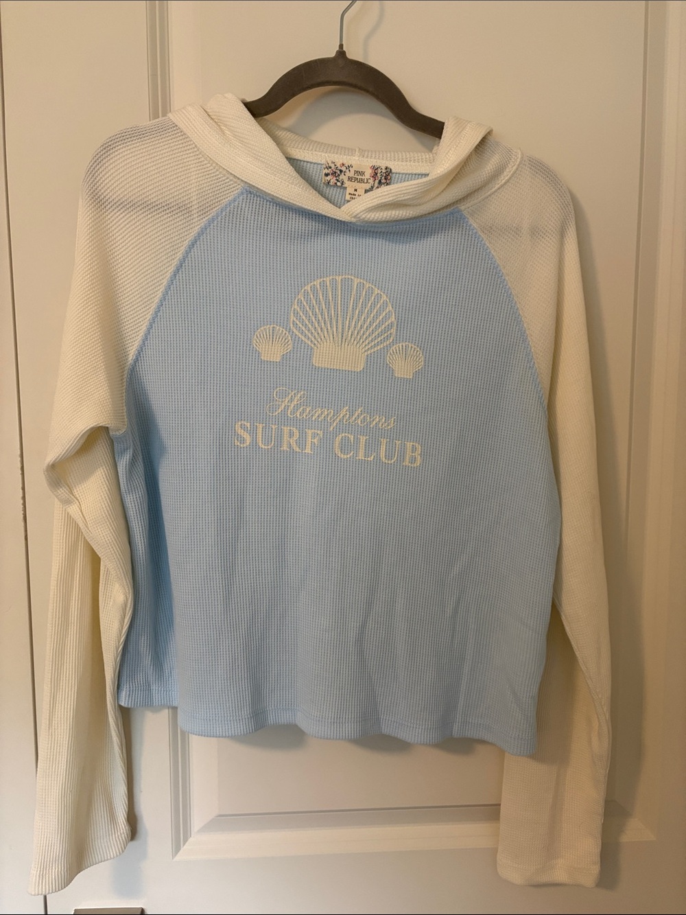 Pink Republic Cream Waffle-Knit Hooded Pullover